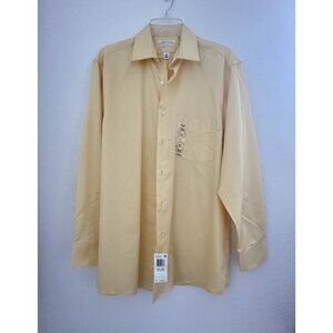 Van Heusen Lux Sateen No Iron Dress Shirt Men's 16 32/33 L/S Butter Yellow NWT